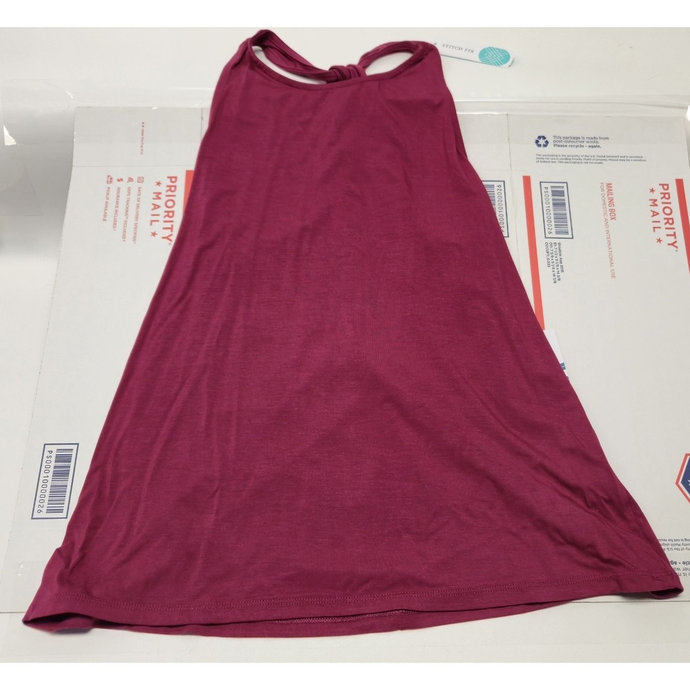 Market & Spruce Women's Monica Twist Back Knit Tank Burgundy Medium NWT